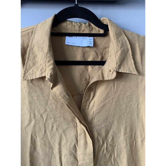 ASOS plus size  Shirt 14 Brown Curve Button Up oversized casual workwear classic - Picture 2 of 5